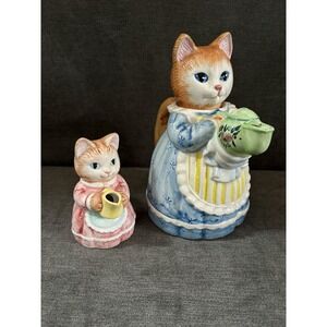 Vintage Avon Country Purr-fection Cat Kitten Teapot Creamer Bowl Set 1992